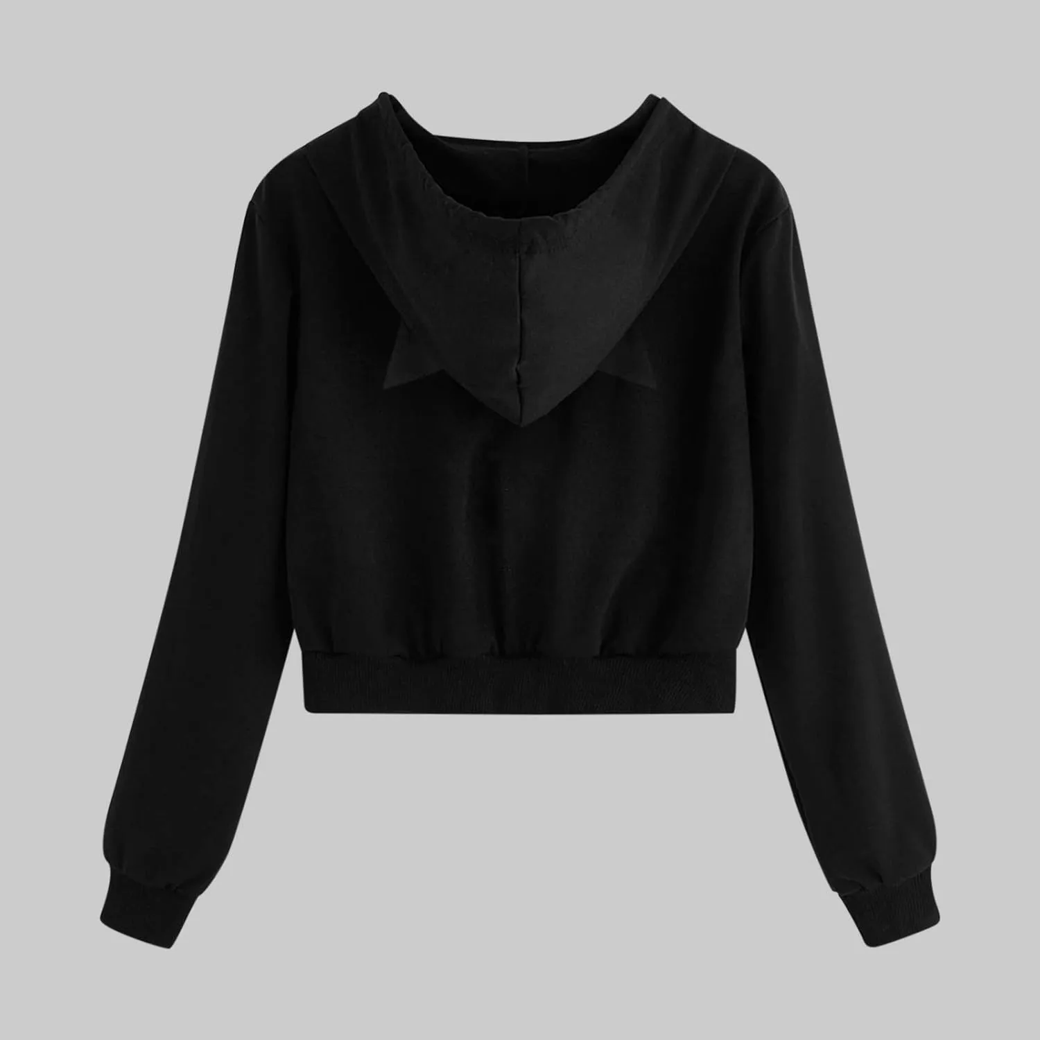 Aniywn Teen Girls Hoodies Cute Cat Ear Crop Top Gothic Hooded Sweatshirt Women Casual Long Sleeve Pullover Hodies