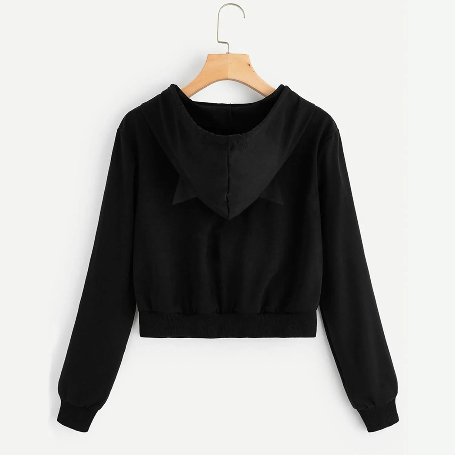 Aniywn Teen Girls Hoodies Cute Cat Ear Crop Top Gothic Hooded Sweatshirt Women Casual Long Sleeve Pullover Hodies