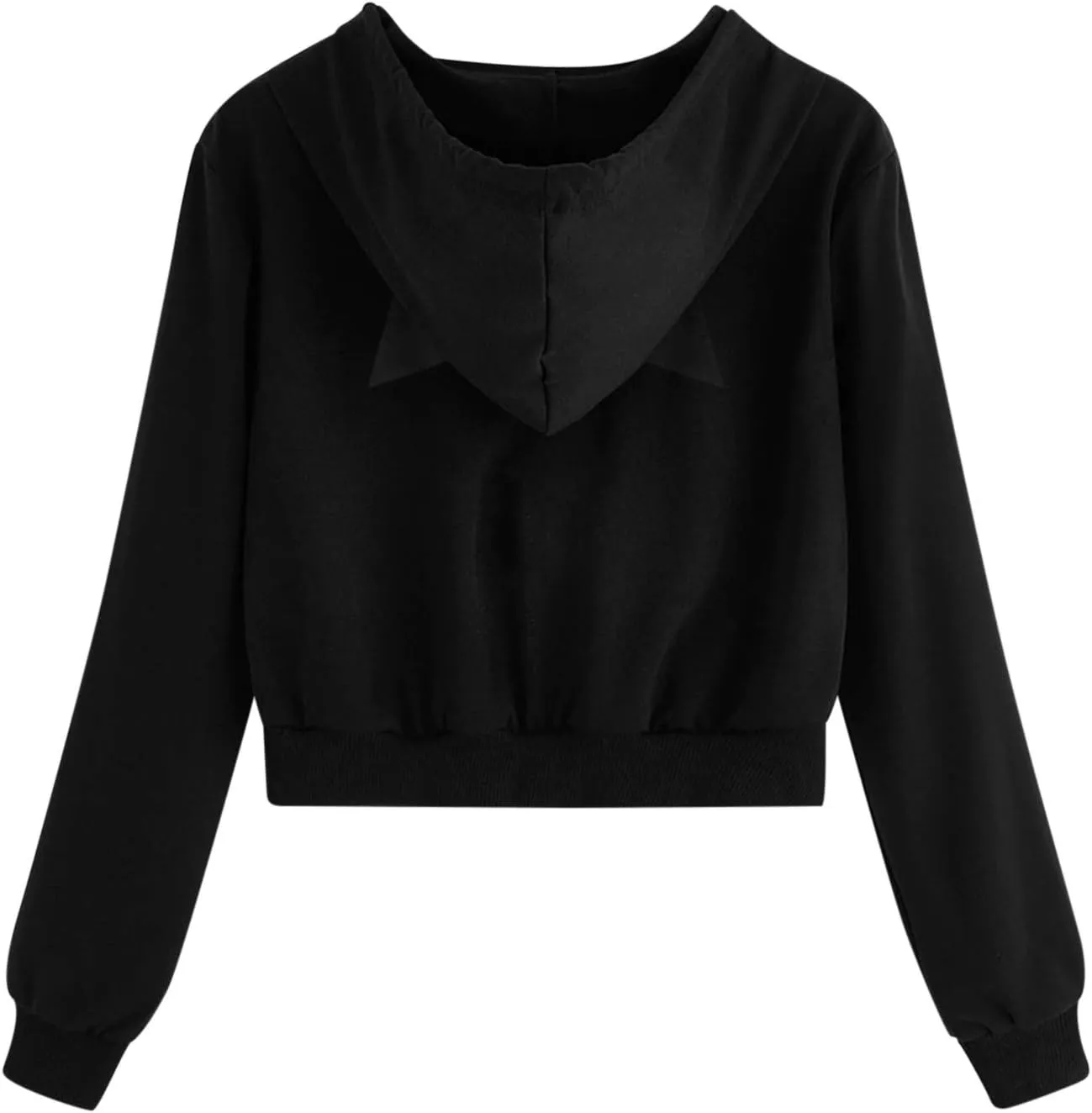 Aniywn Teen Girls Hoodies Cute Cat Ear Crop Top Gothic Hooded Sweatshirt Women Casual Long Sleeve Pullover Hodies