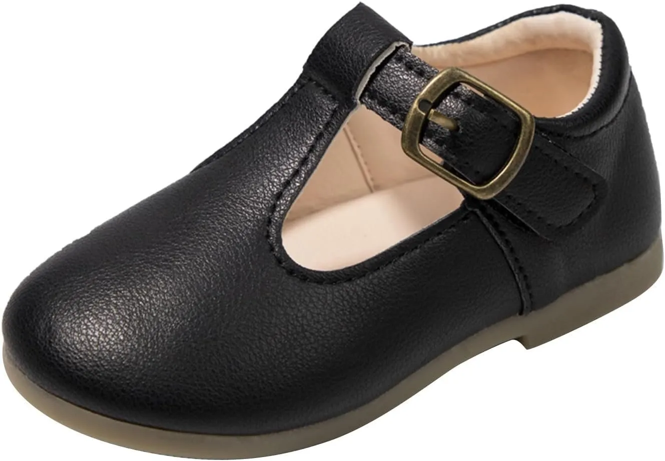 Baby Girl Mary Jane Dress Shoes School Oxford Flats for Kid Wedding Party Shoes T-Strap Uniform Shoes
