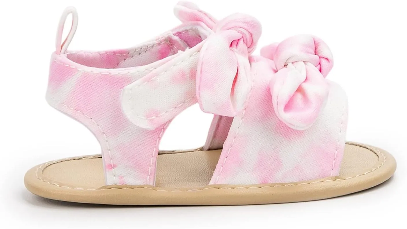 Baby Slippers Shoes Infant Girls Open Toe Bowknot Tie Dye Shoes First Walkers Shoes Summer Toddler Water Shoes Toddler 6