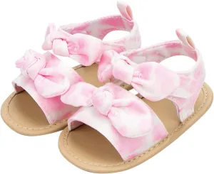 Baby Slippers Shoes Infant Girls Open Toe Bowknot Tie Dye Shoes First Walkers Shoes Summer Toddler Water Shoes Toddler 6