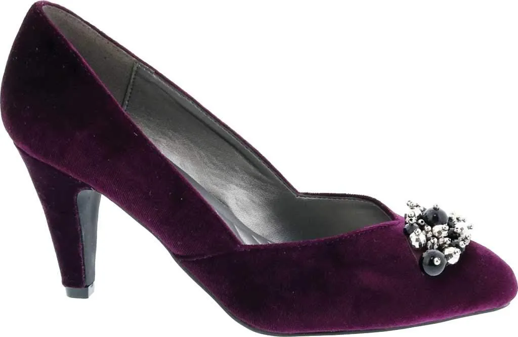 Bellini May Women's Velvet Memory Foam Pearl Embellished 3 Inch Dress Pump