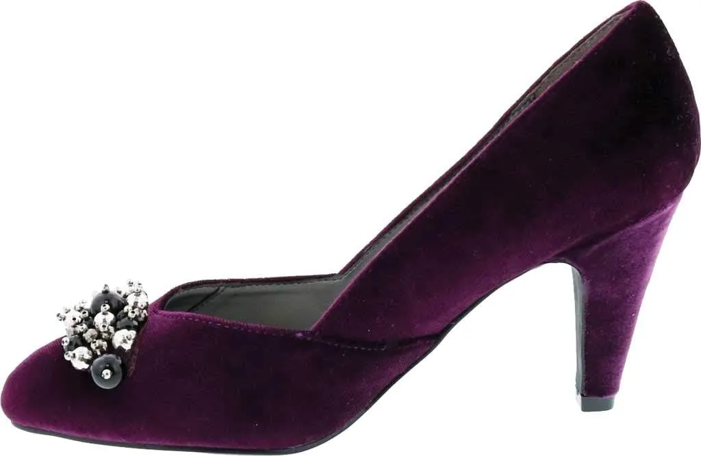 Bellini May Women's Velvet Memory Foam Pearl Embellished 3 Inch Dress Pump