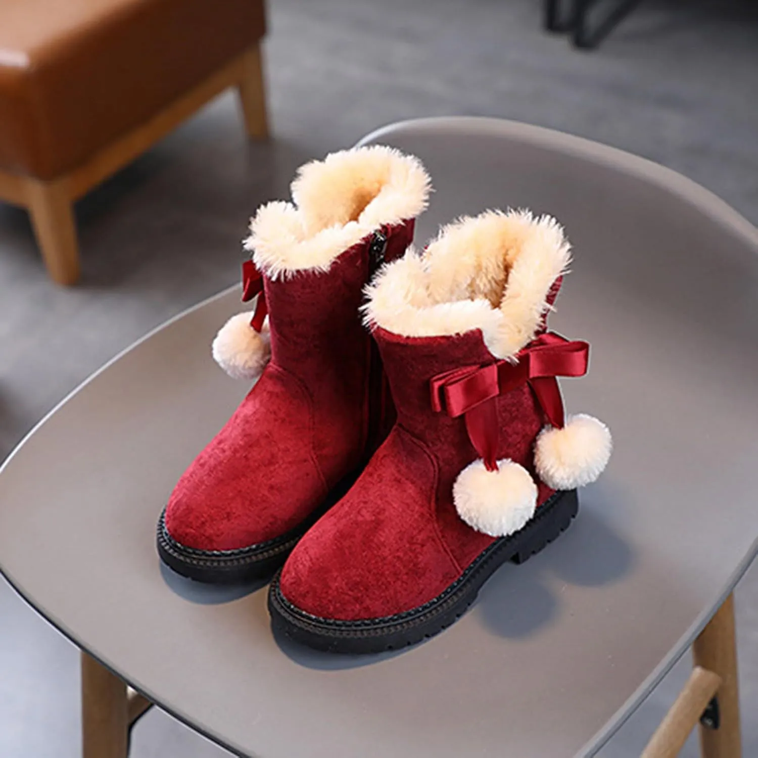 Boots for Girls Boys' Snow Boots Winter Boots Ankle Boots Kid Boots Warm Fur Anti-Slip Shoes Water Resistance Hook Loop Boots