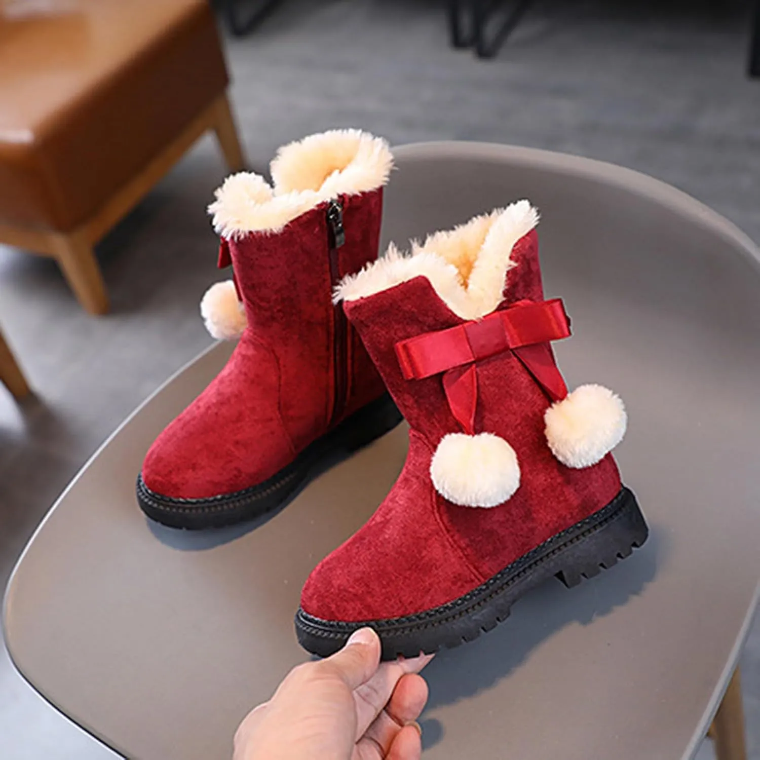 Boots for Girls Boys' Snow Boots Winter Boots Ankle Boots Kid Boots Warm Fur Anti-Slip Shoes Water Resistance Hook Loop Boots