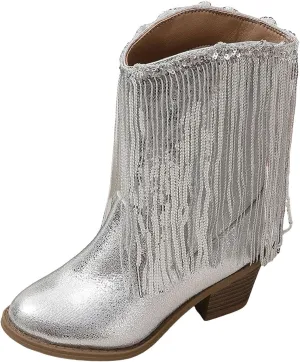 Boots for Girls Cowgirl Mid-Calf Western Fringe Cowboy Toddler Little Kids Big Kids Riding Shoes Birthday Dress Dance Boots