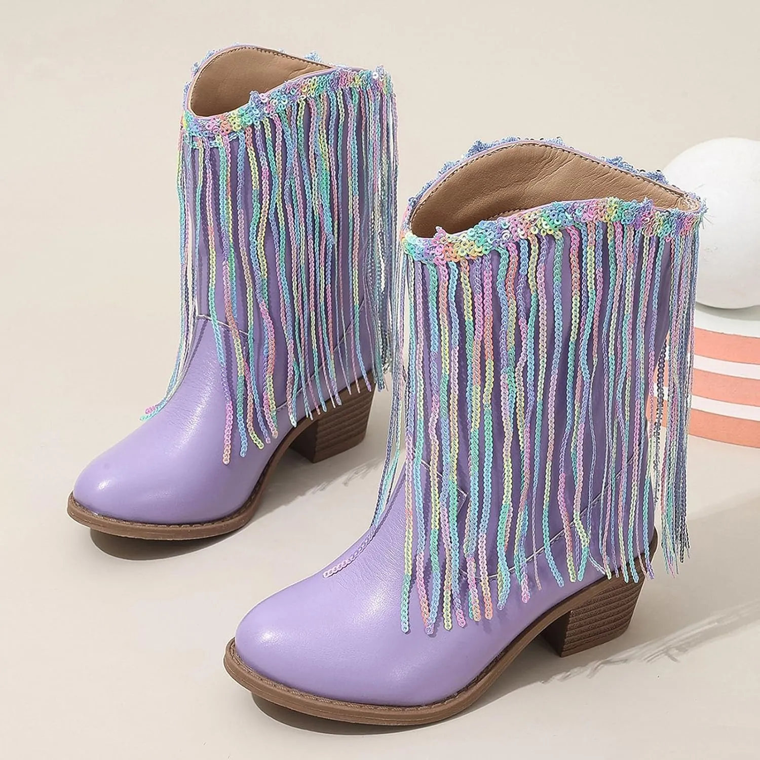 Boots for Girls Dance Boots Cowgirl Mid-Calf Western Fringe Cowboy Big Kids Little Kids Toddler Riding Shoes Birthday Dress