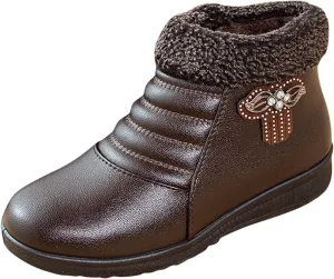 BORAMAX Warm Boots for Women Womens Boots Woman Ankle Snow Waterproof Winter Boots Shoes Mother Cotton Shoes Boots
