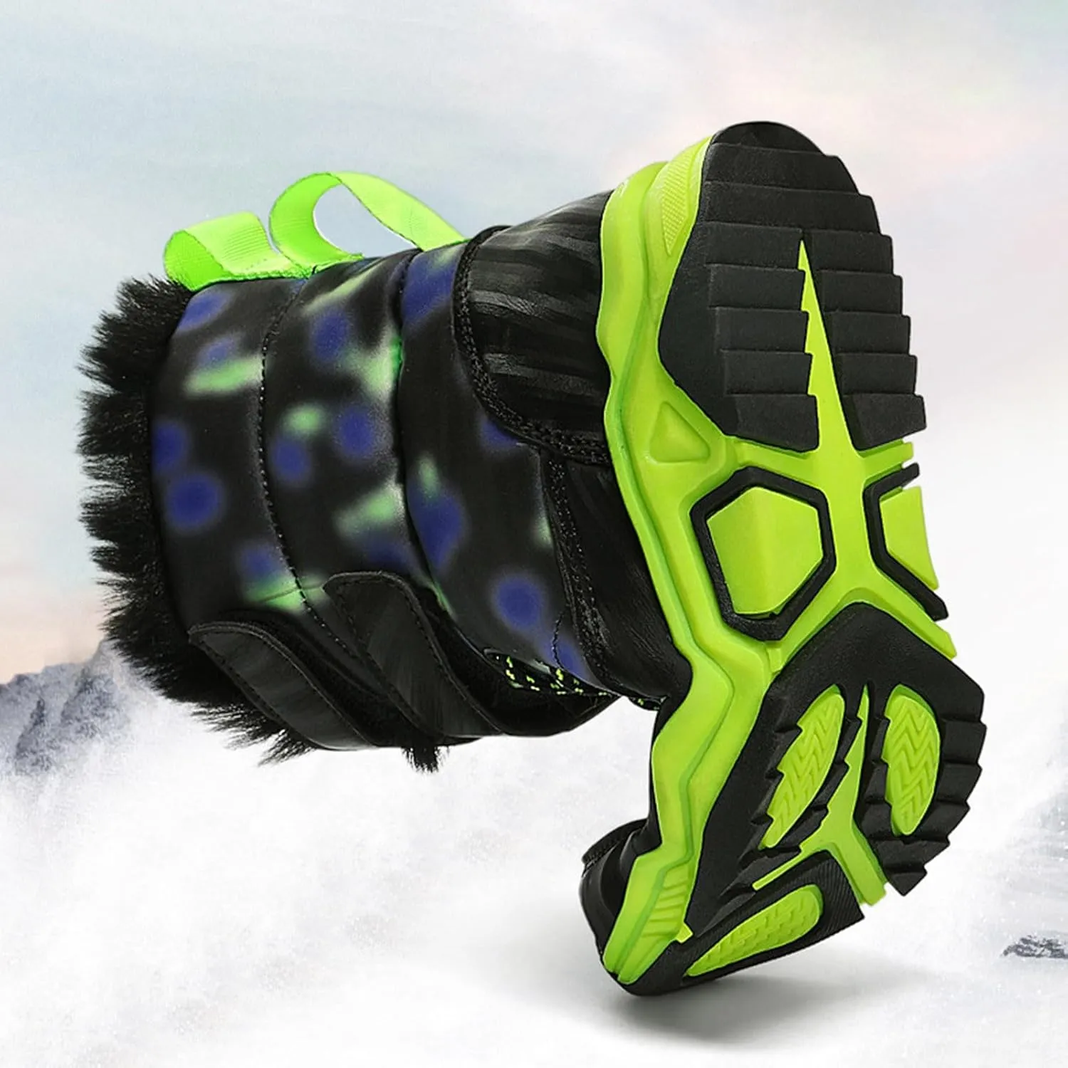 Boys Girls Snow Boots Waterproof Mid Calf Boots Faux Fur Lined Winter Shoes Anti Slip Hiking Boots for Little/Big Kids
