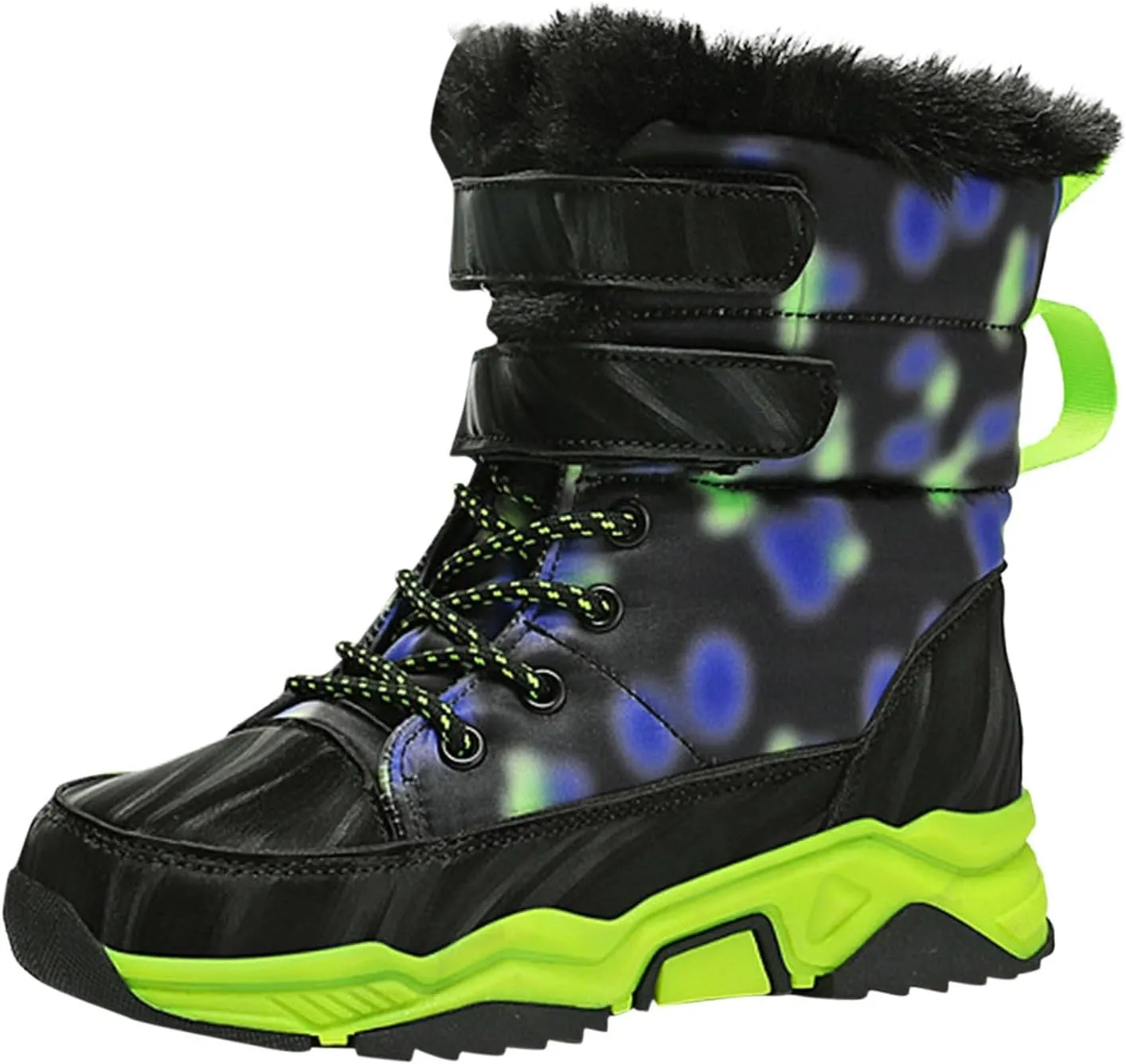 Boys Girls Snow Boots Waterproof Mid Calf Boots Faux Fur Lined Winter Shoes Anti Slip Hiking Boots for Little/Big Kids