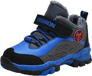 Boys Girls Snow Boots Waterproof Slip on Faux Fur Lined Sneakers Winter Warm Shoes Outdoor Boys Hiking Boots