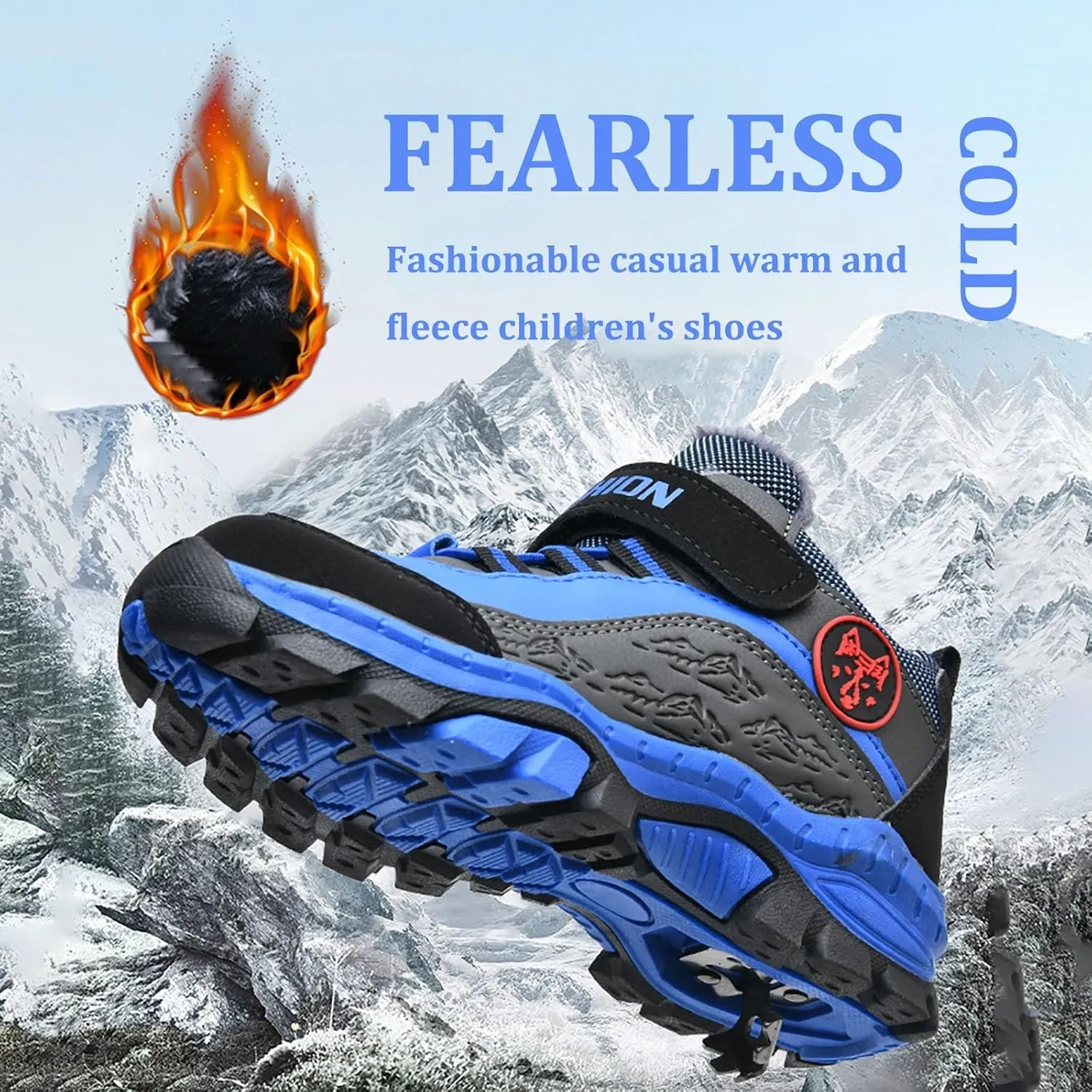 Boys Girls Snow Boots Waterproof Slip on Faux Fur Lined Sneakers Winter Warm Shoes Outdoor Boys Hiking Boots