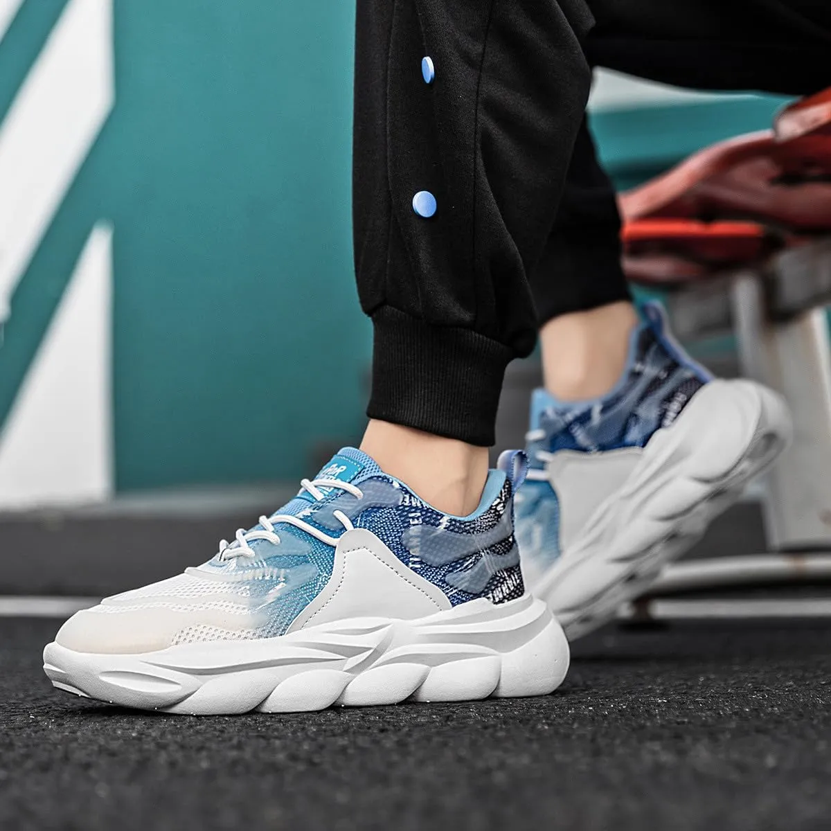 Breathable Mesh Casual Chunky Sneakers Lightweight Road Running Jogging Walking Shoes