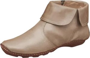 Cathalem Ankle Boots for Women No Heel New Arch Support Boots Flat Heel Booties Side Zipper Vintage Leather Damping Shoes