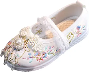 Children Mary Jane Shoes Girls Flat Bottomed Embroidered Sandals Comfort Toddler Performance Party Wedding Shoes