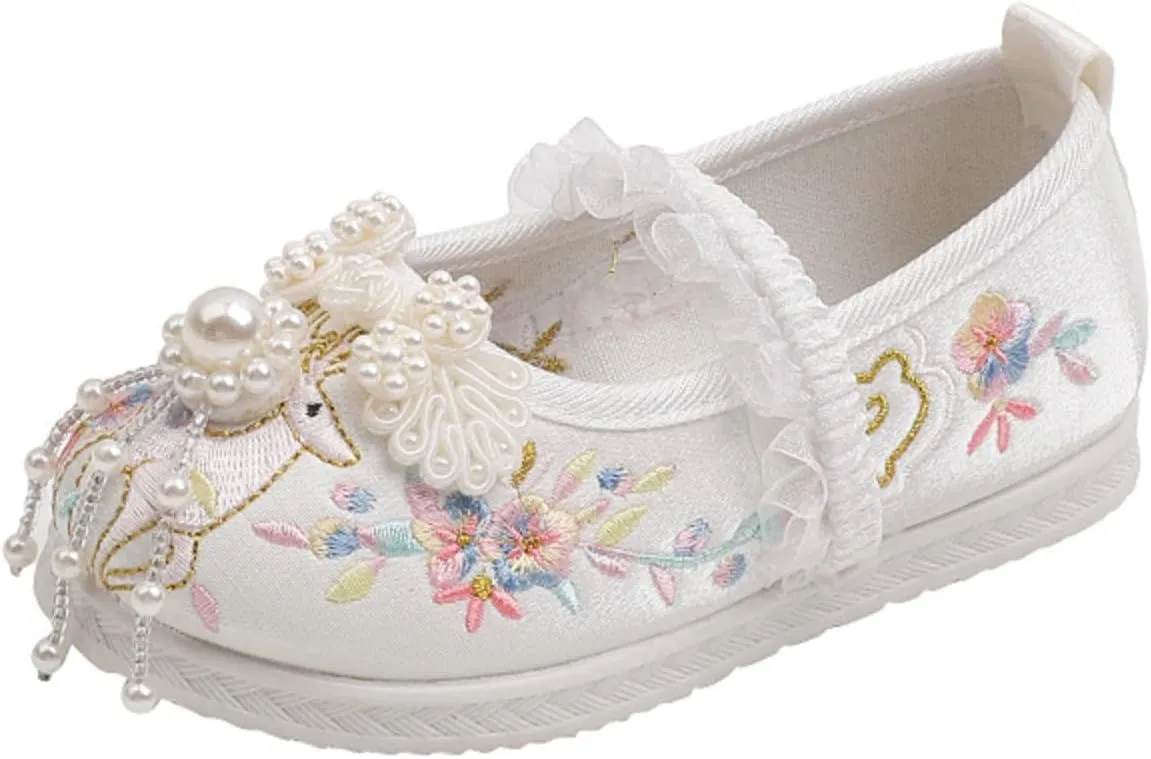 Children Mary Jane Shoes Girls Flat Bottomed Embroidered Sandals Comfort Toddler Performance Party Wedding Shoes