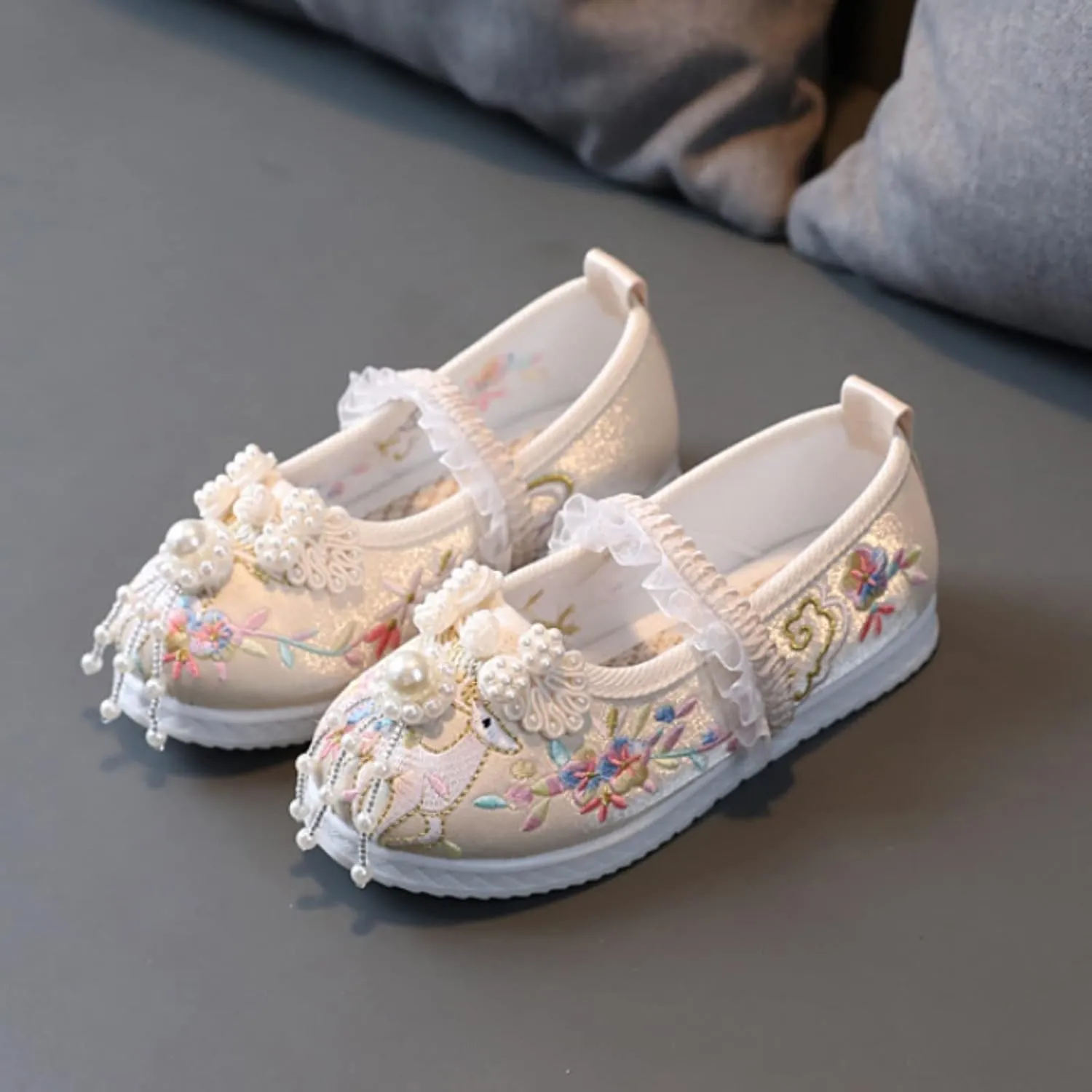 Children Mary Jane Shoes Girls Flat Bottomed Embroidered Sandals Comfort Toddler Performance Party Wedding Shoes