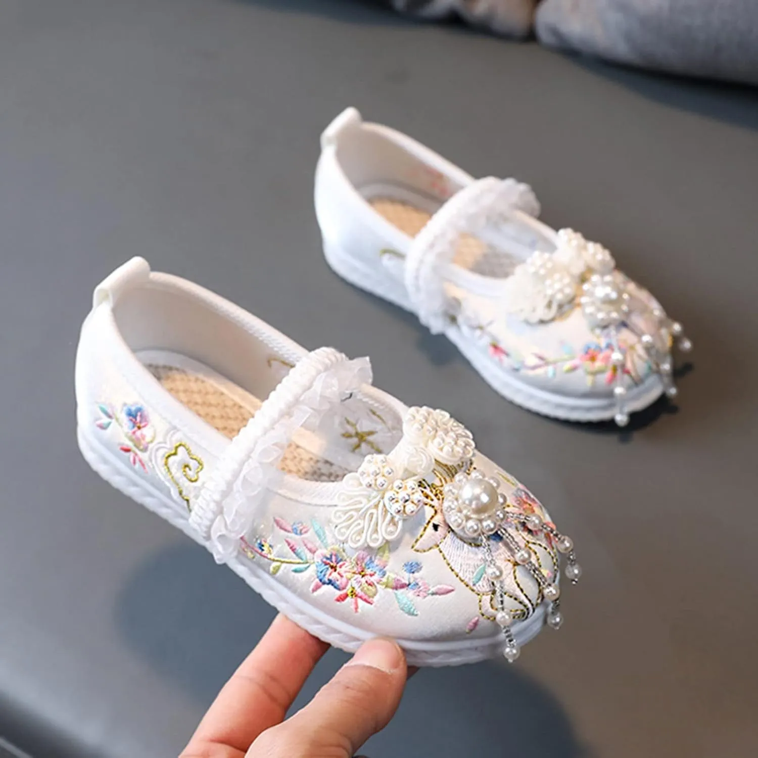Children Mary Jane Shoes Girls Flat Bottomed Embroidered Sandals Comfort Toddler Performance Party Wedding Shoes