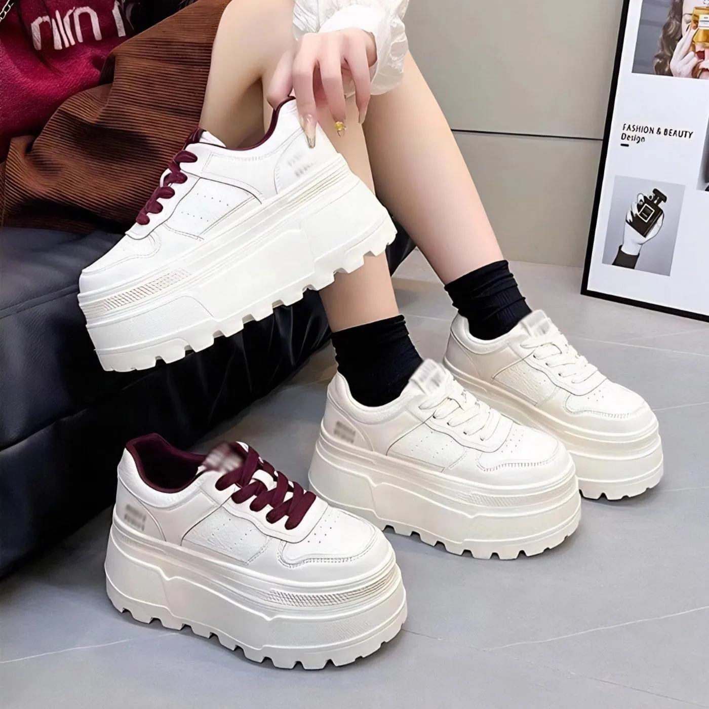 Chunky Sneakers for Women 3-Inch Platform Fashion Casual Shoes Comfortable Walking
