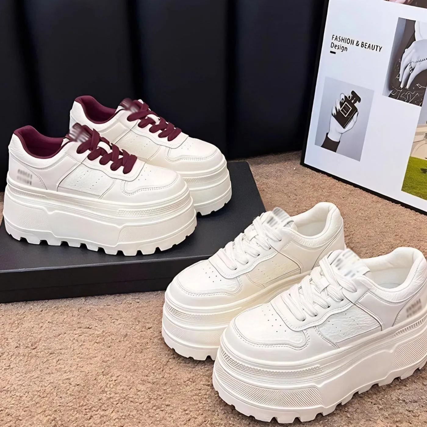 Chunky Sneakers for Women 3-Inch Platform Fashion Casual Shoes Comfortable Walking