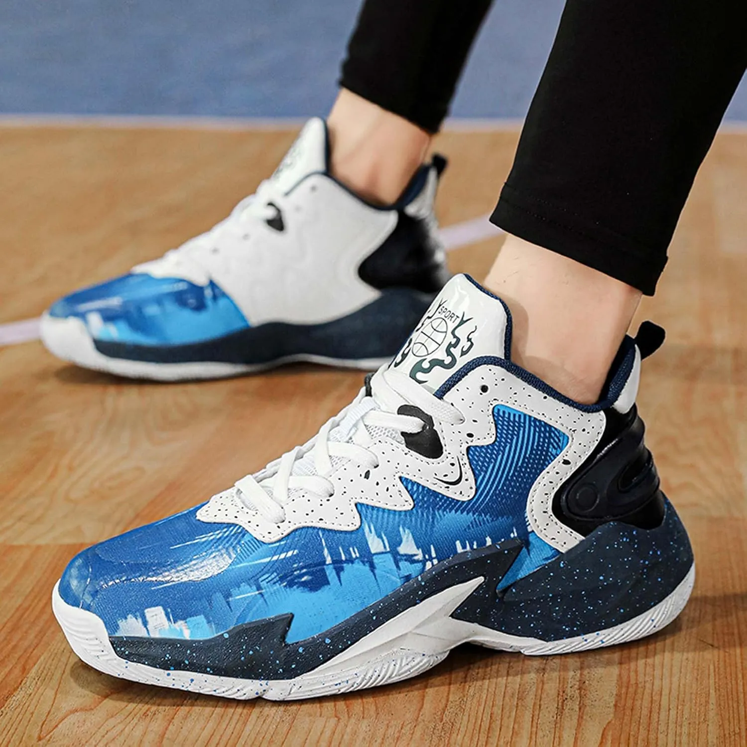 Classic Graffiti for Boys Girls Adults Casual Fashion Breathable Basketball Shoes Lightweight Wide Mesh Walking Shoes Team Sports Shoes Street Training Basketball Shoes dDurable Hiking Jogging Shoes