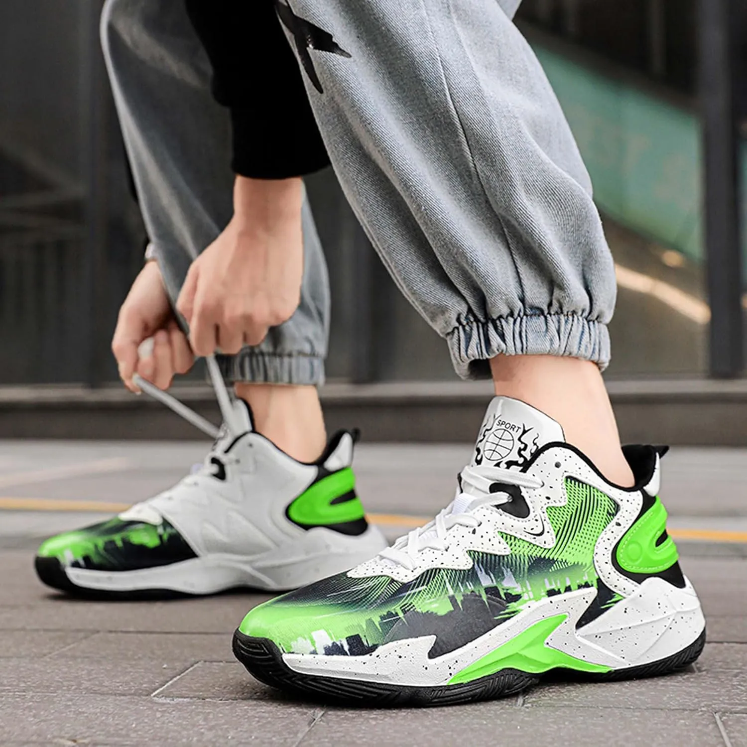 Classic Graffiti for Boys Girls Adults Casual Fashion Breathable Basketball Shoes Lightweight Wide Mesh Walking Shoes Team Sports Shoes Street Training Basketball Shoes dDurable Hiking Jogging Shoes