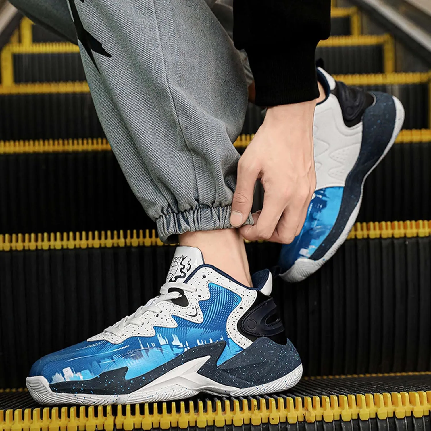 Classic Graffiti for Boys Girls Adults Casual Fashion Breathable Basketball Shoes Lightweight Wide Mesh Walking Shoes Team Sports Shoes Street Training Basketball Shoes dDurable Hiking Jogging Shoes