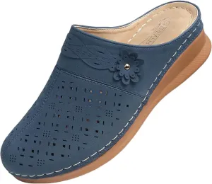 Closed Toe Sandals Women Slip on Walking Shoes Summer Tan Orthopedic Sandals Comfortable Mule Slippers