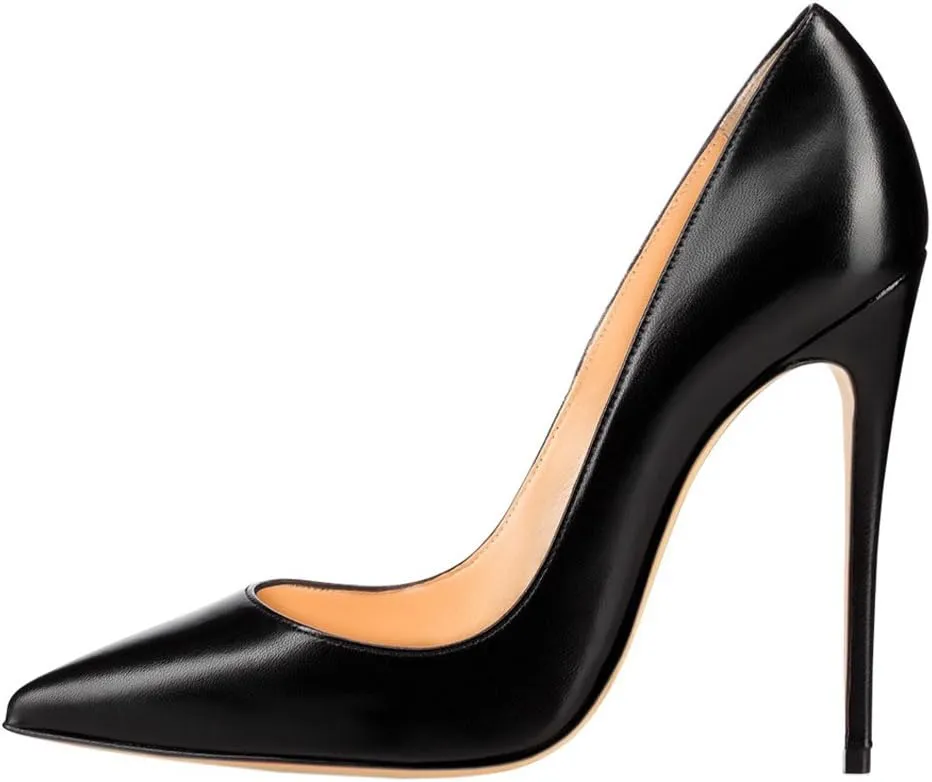 COLETER Women's Sexy Pointed Toe High Heels,4.72 inch/12cm Patent Leather Pumps,Wedding Dress Shoes,Cute Evening Stilettos