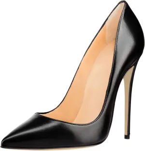 COLETER Women's Sexy Pointed Toe High Heels,4.72 inch/12cm Patent Leather Pumps,Wedding Dress Shoes,Cute Evening Stilettos
