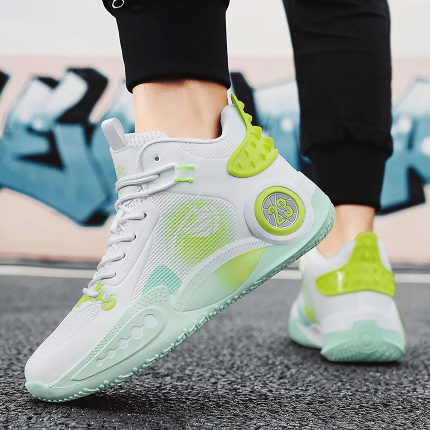 Cool Colored Lace Up Basketball Shoes for Men Women, Comfortable Backpack Hiking Shoes