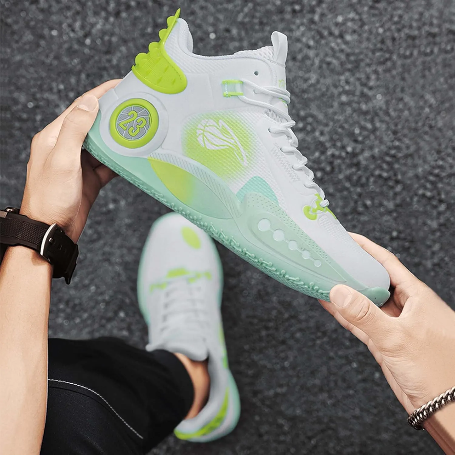 Cool Colored Lace Up Basketball Shoes for Men Women, Comfortable Backpack Hiking Shoes