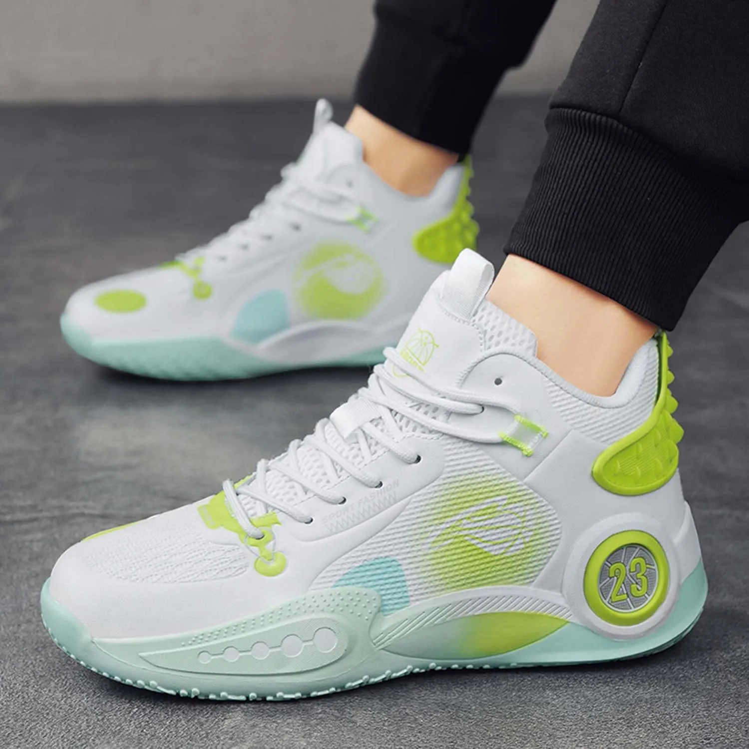 Cool Colored Lace Up Basketball Shoes for Men Women, Comfortable Backpack Hiking Shoes