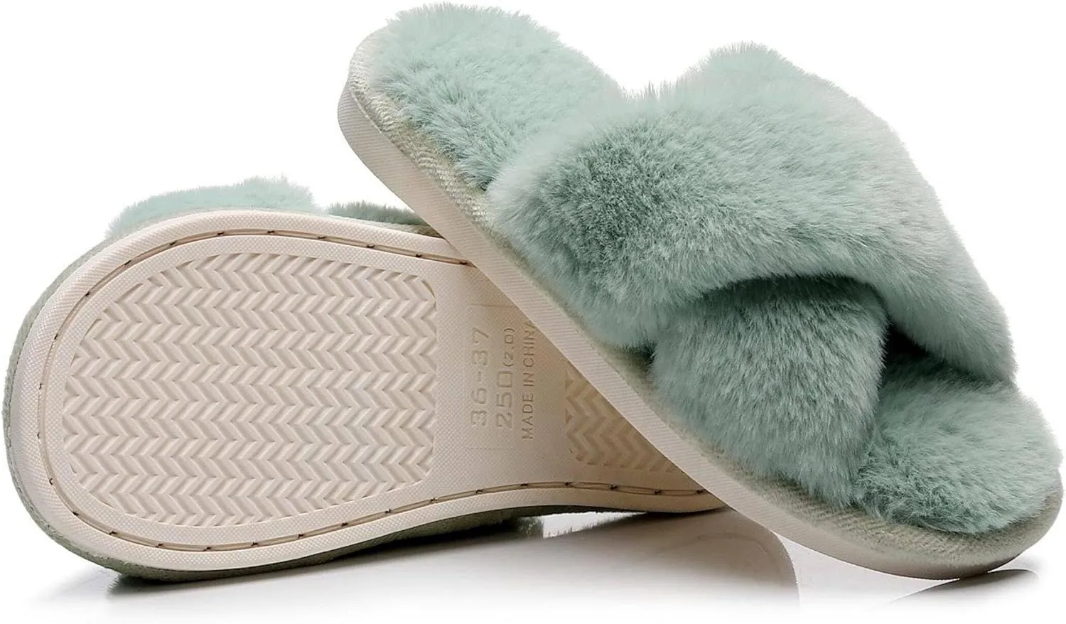Crazy Lady Women's Fuzzy Fluffy Furry Fur Slippers Flip Flop Open Toe Cozy House Memory Foam Sandals Slides Soft Flat Comfy Anti-Slip Spa Indoor Outdoor Slip on