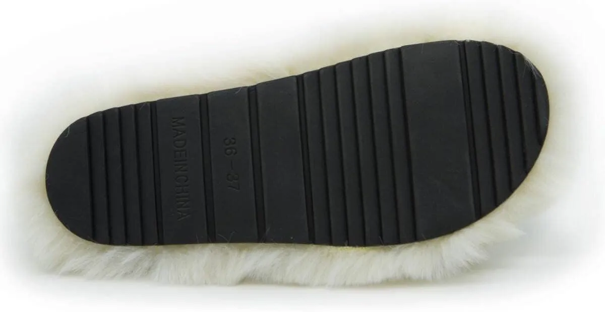 Crazy Lady Women's Fuzzy Fluffy Furry Fur Slippers Flip Flop Winter Warm Cozy House Memory Foam Sandals Slides Soft Flat Comfy Anti-Slip Spa Indoor Outdoor Slip on Light