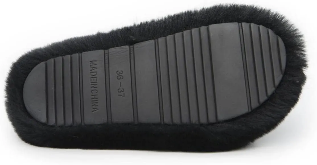 Crazy Lady Women's Fuzzy Fluffy Furry Fur Slippers Flip Flop Winter Warm Cozy House Memory Foam Sandals Slides Soft Flat Comfy Anti-Slip Spa Indoor Outdoor Slip on Light