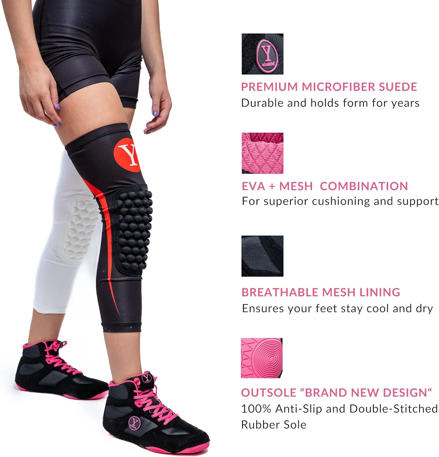 Defiant2 Women’s Wrestling Shoes, 100% Anti-Slip Rubber Sole, Lightweight Boxing Shoes for Women, Durable MMA, Powerlifting, Weightlifting Shoes - Women’s Sizes