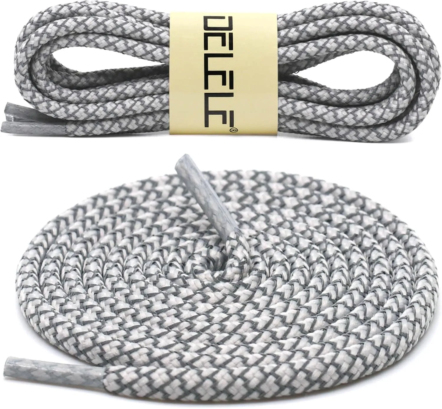 DELELE 2 Pairs 4/25" Thick Round Reflective Shoe Laces Safety Highlight Rope