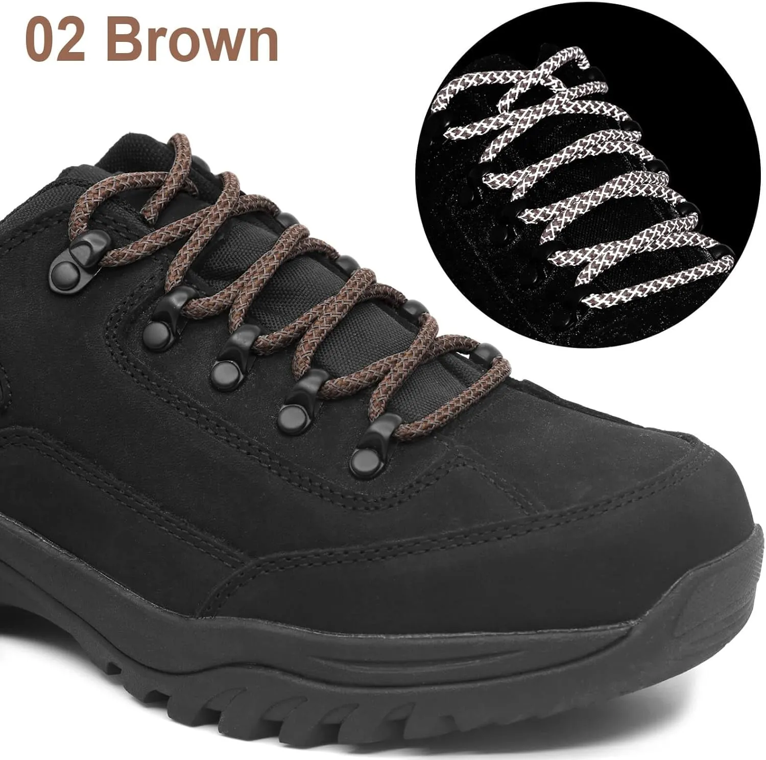 DELELE 2 Pairs 4/25" Thick Round Reflective Shoe Laces Safety Highlight Rope
