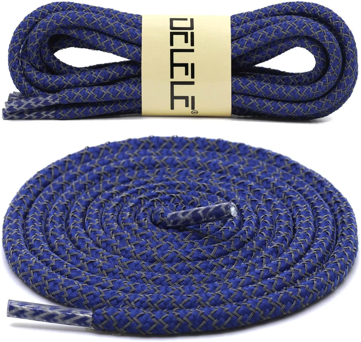 DELELE 2 Pairs 4/25" Thick Round Reflective Shoe Laces Safety Highlight Rope