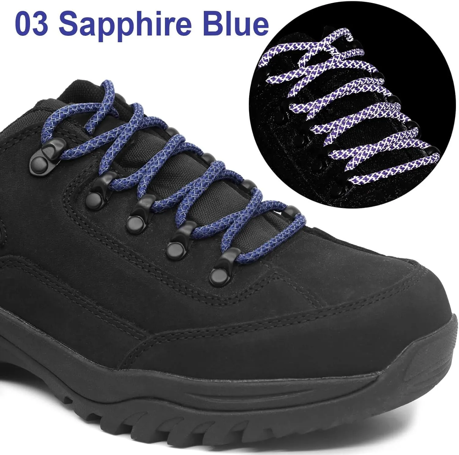 DELELE 2 Pairs 4/25" Thick Round Reflective Shoe Laces Safety Highlight Rope