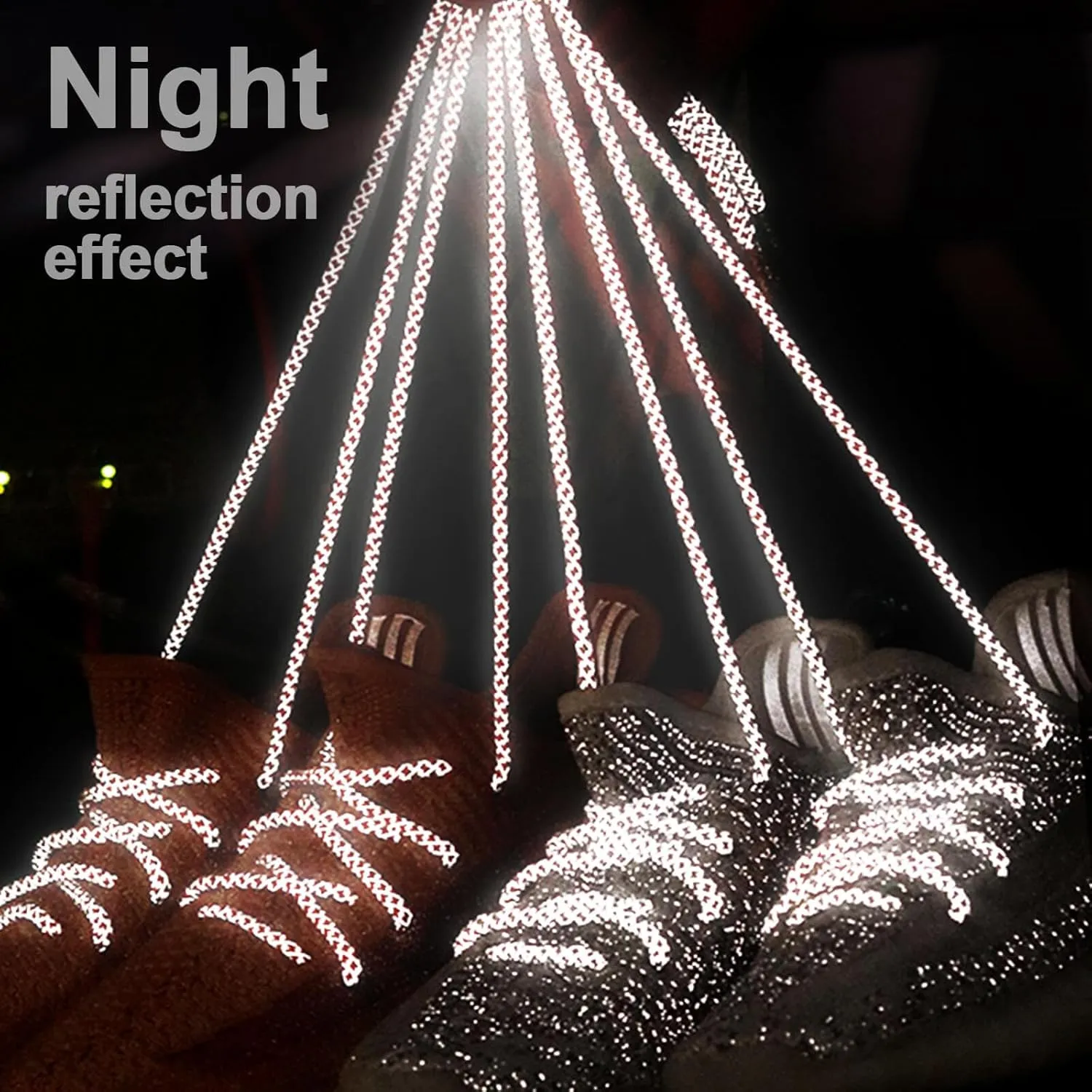 DELELE 2 Pairs 4/25" Thick Round Reflective Shoe Laces Safety Highlight Rope
