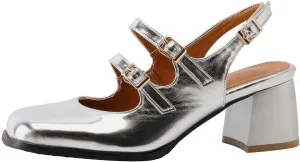 DINTAHA Goth Mary Jane Shoes Square Toe Slingback Heels Strappy Patent Leather Pumps