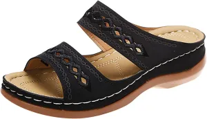 Eduavar Orthopedic Sandals for Women, Women Walking Slippers with Arch Support Leopard Anti-Slip Comfortable Sandals