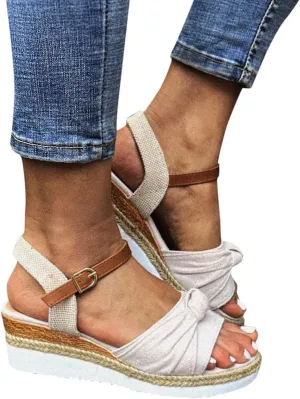 Eduavar Wedge Sandals for Women Summer Dressy Open Toe Ankle Strap Platform Sandals Dress Shoes Comfortable Outdoor Shoes