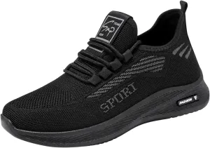 Fashionable Men Sports Shoes Flat Fly Woven Mesh Breathable Comfortable Lace Up Slip On Sneaker Shelf for Men