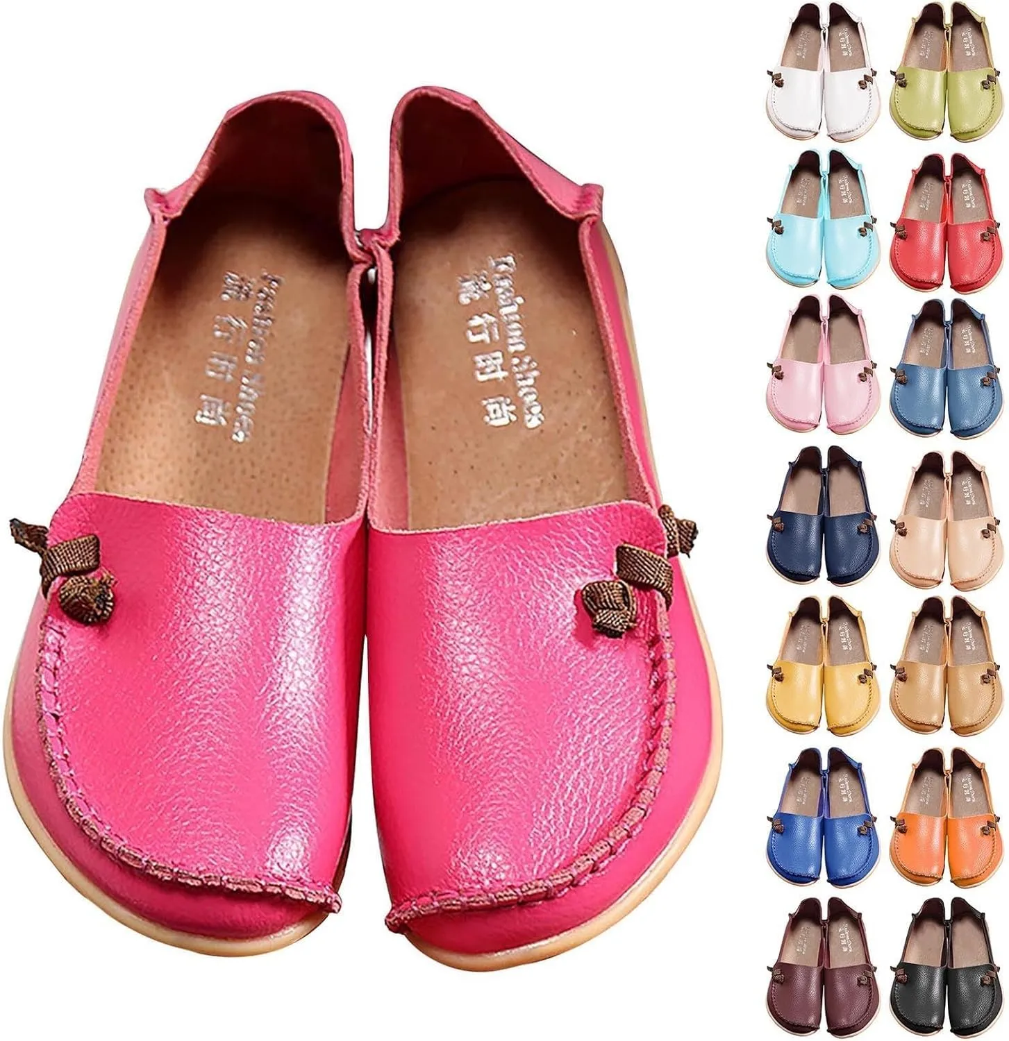 Flats Shoes Women Dressy Comfortable Work Loafers Shoes Wide Width Lightweight Soft Leather Moccasins Cute Walk Flats