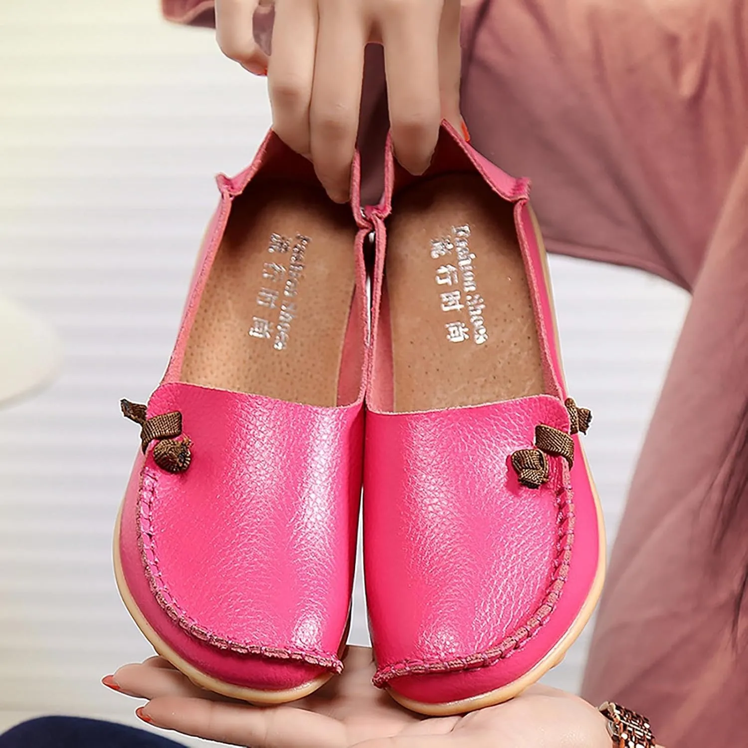 Flats Shoes Women Dressy Comfortable Work Loafers Shoes Wide Width Lightweight Soft Leather Moccasins Cute Walk Flats