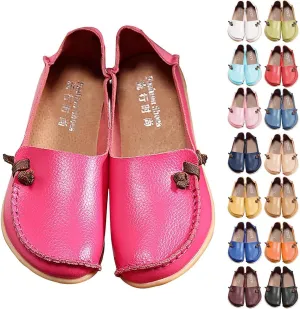 Flats Shoes Women Dressy Comfortable Work Loafers Shoes Wide Width Lightweight Soft Leather Moccasins Cute Walk Flats